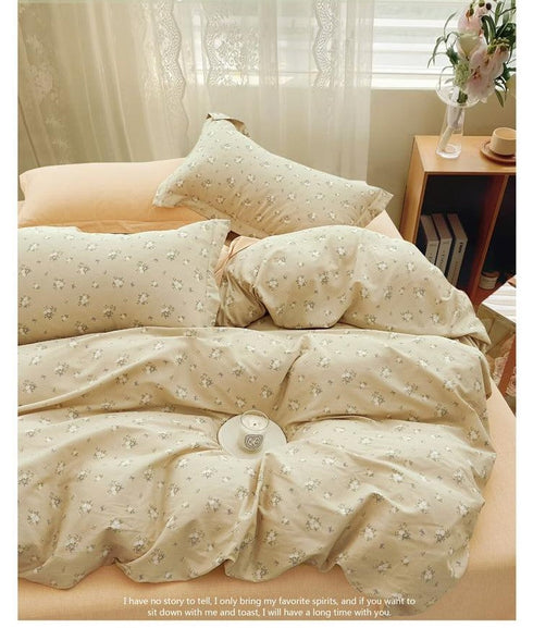 Florida Tulip 100% Pure Cotton Quality King Size Elastic Fitted Bedsheet with Coordinated Pillow Covers